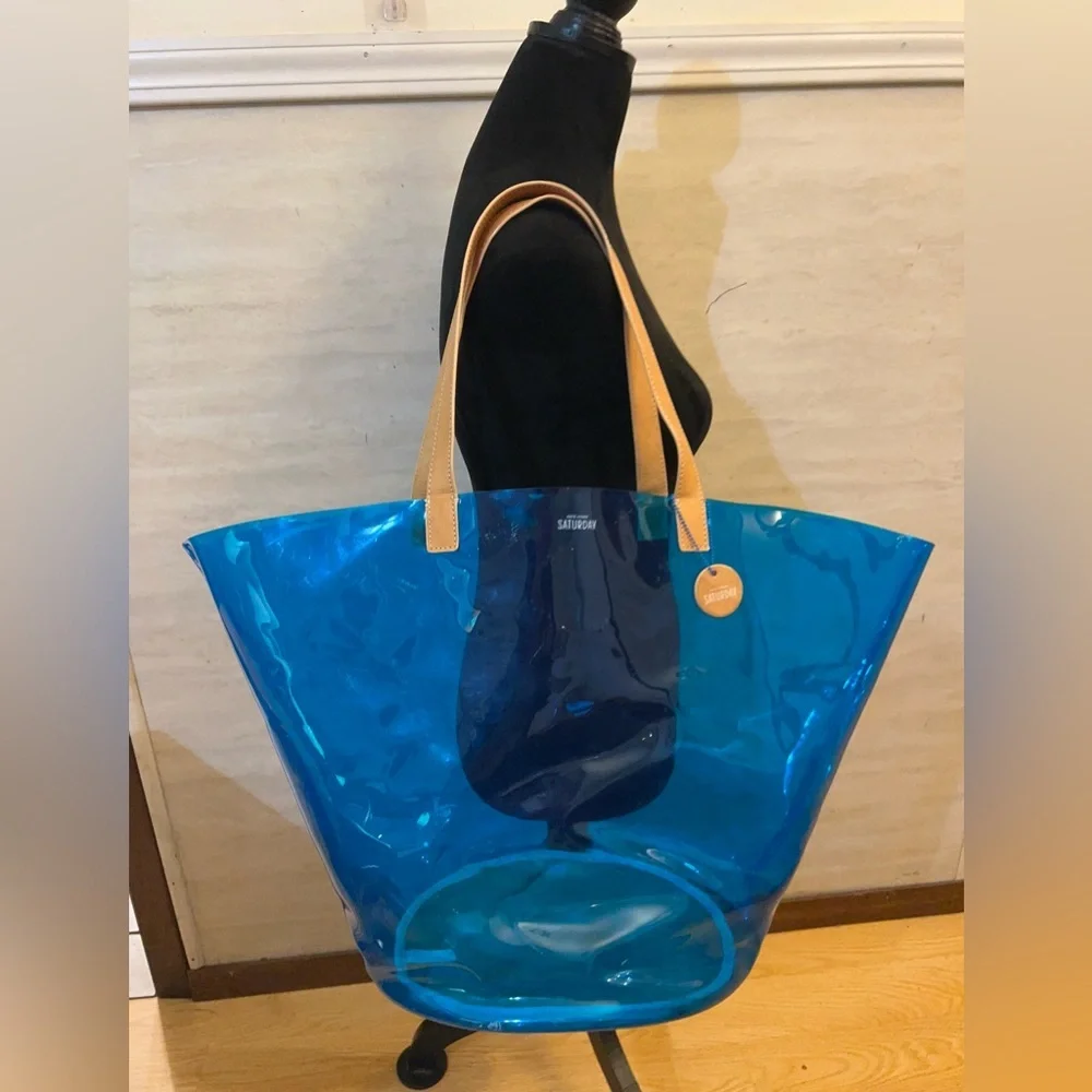 Kate Spade Saturday Blue Transparent Beach Tote Bag,